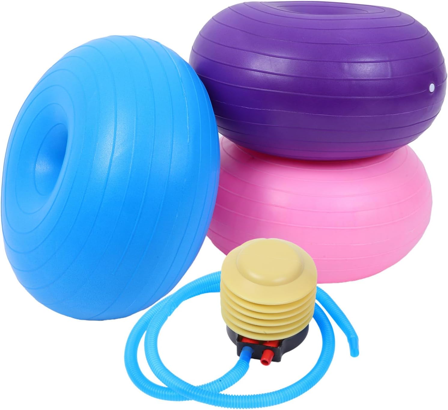 SAFIGLE Donut Yoga Ball Inflatable Ball Pump Yoga Training for Balance Stability Exercise Stability for Boys and Girls Adults
