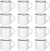 Uiifan 12 Pcs Ceramic White Coffee Mugs Bulk Vintage Espresso Mug Mini Tea Cups for Home Travel with Handle DIY Cups for Tea, Coffee, Juice, Hot Chocolate 2.36 oz
