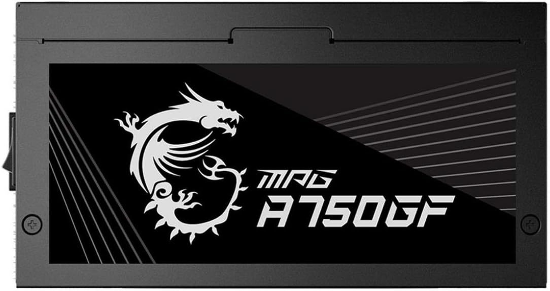 MSI MPG A750GF Gaming Power Supply - Full Modular - 80 Plus Gold Certified 750W - 100% Japanese 105°C Capacitors - Compact Size - ATX PSU - 5