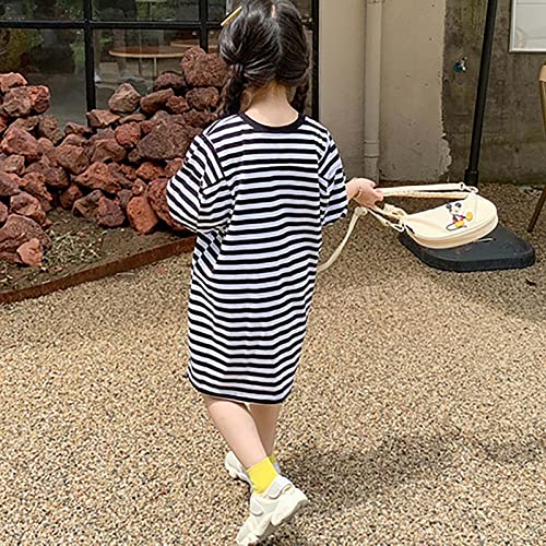 sfdgfhyf New Year Cocktail Dress Toddler Girls T Shirt Striped Mid Sleeve Long Sweater Dress 3 to 8 Years Kids Casual2