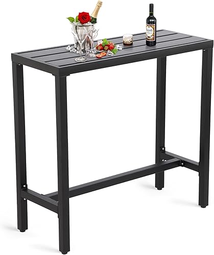 Miniatura 6 de ONLYCTR Mesa de bar al aire libre, mesa de barra de altura de mostrador de patio, mesa de bar rectangular de 40 pulgadas para patio, jardín, balcón,
