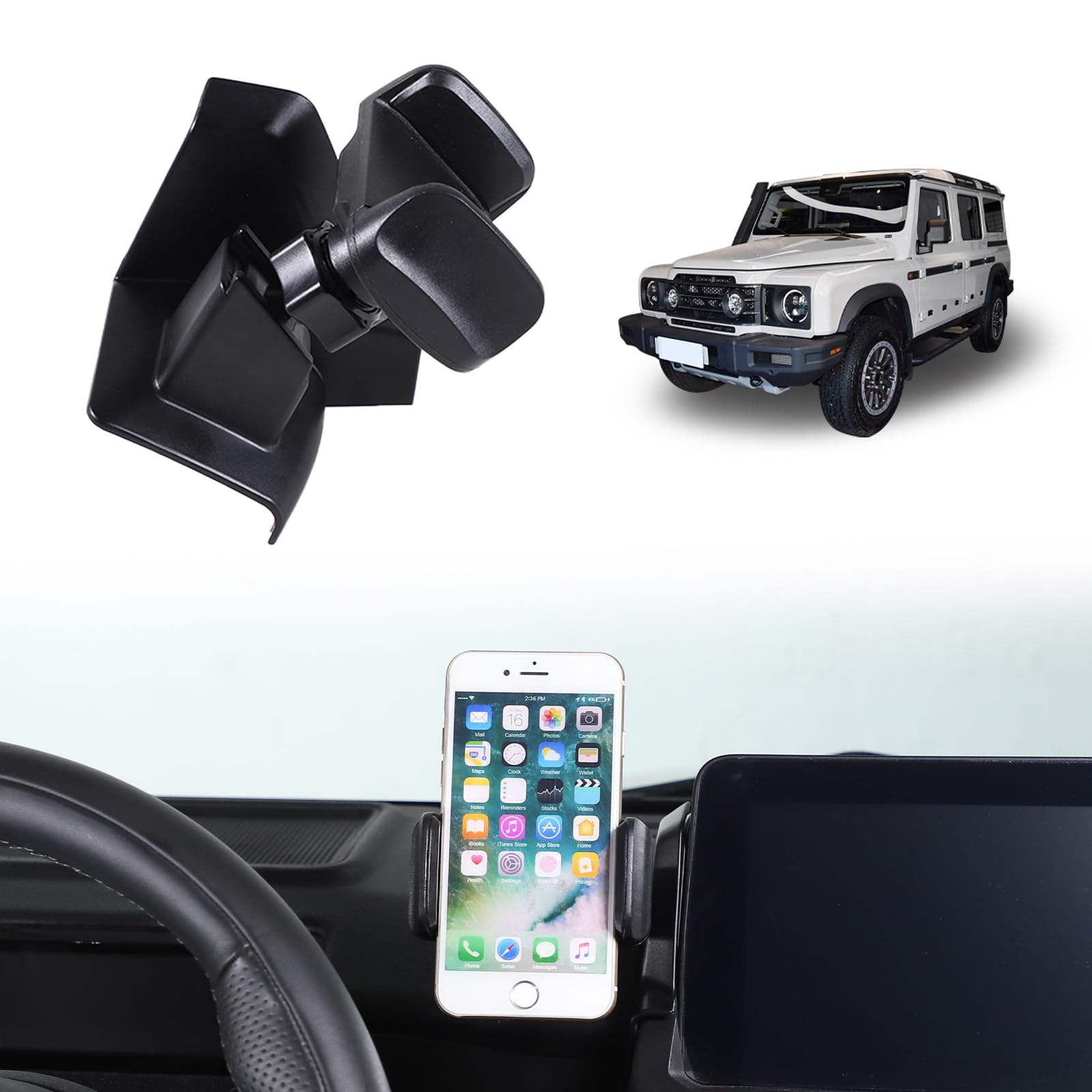 METYOUCAR Supporto per telefono da auto per Ineos Grenadier 2020-2024 lato sinistro dello schermo di navigazione, girevole, fisso, per auto, adatto per iPhone, Android e smartphone universali (stile