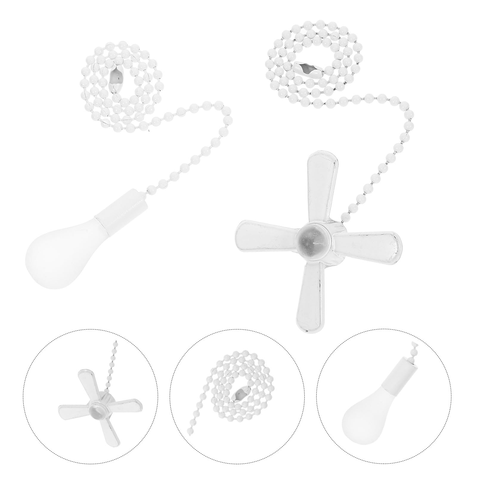 2piezas Cadena de Tirón para Ventilador de Techo y Lámpara Accesorio Decorativo Metálico Blanco de Extensor Funcional para Iluminación y Ventilación