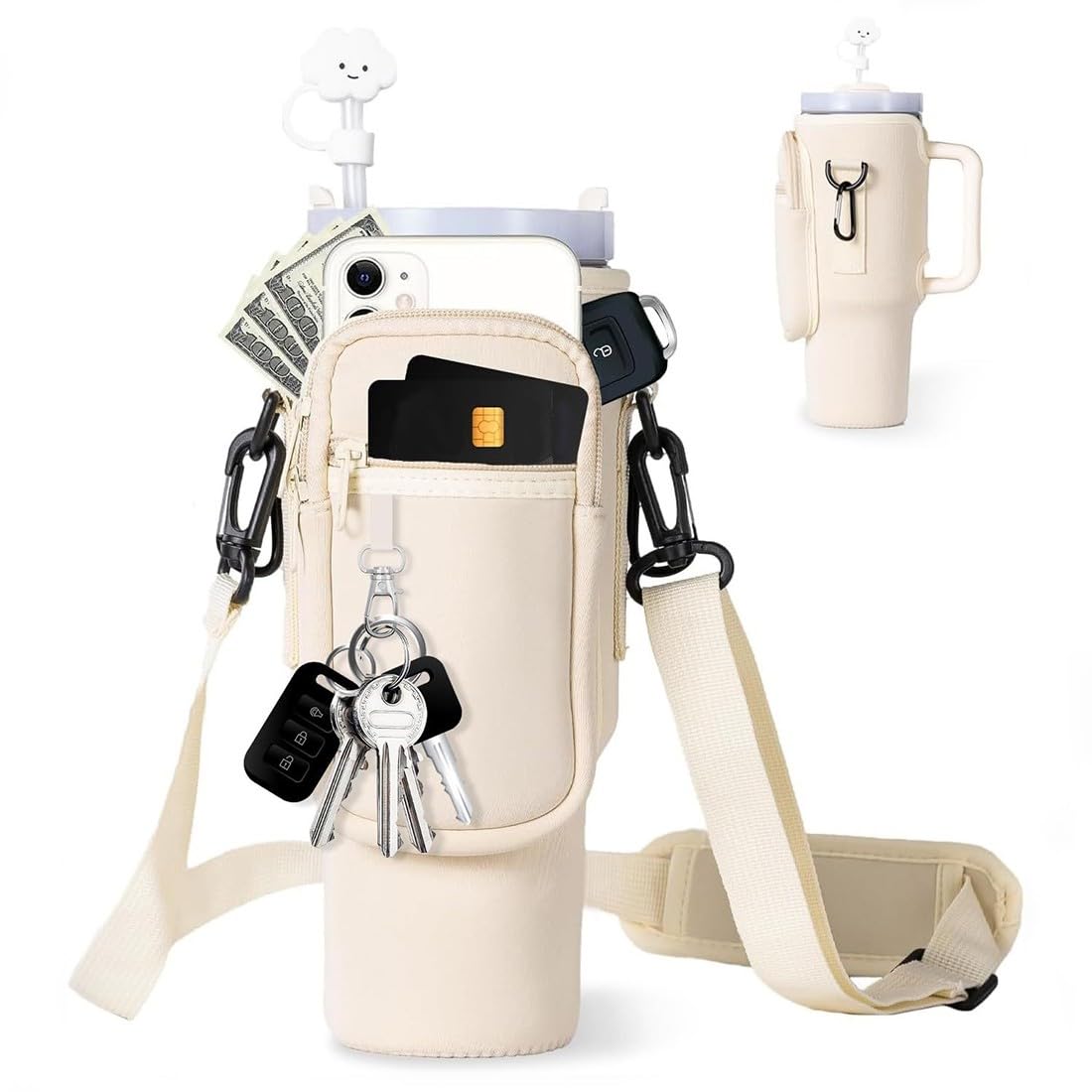 Borsa Porta Stanley Cup 40oz - Impermeabile, Con Tasca Cellulare E Moschettone, Per Escursionismo E Sport - Foto 5