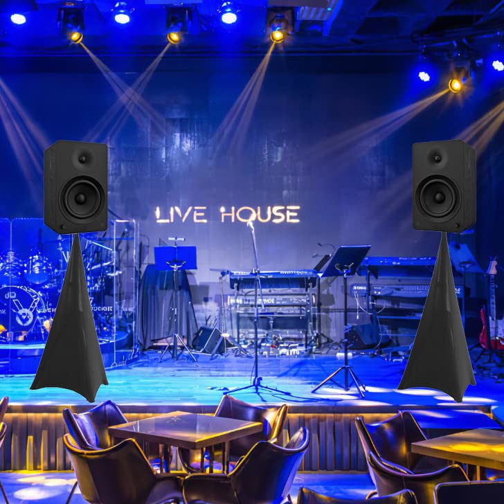 Gicov Speaker Stand Cover Tripod Stand Skirt Skrim Floor Speaker Tripod Support Stand Cover Skirt 3 Side DJ Speaker Cover with Travel Bag for Weddings Banquets Events Black (1Pack)