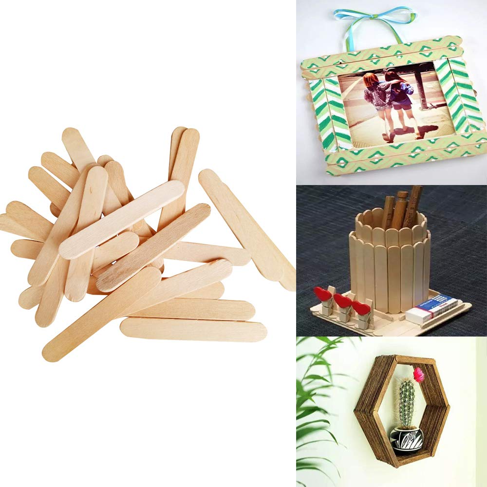 MUZOCT1000Pcs Wooden Popsicle Sticks, Ice Cream Stick, Great Bulk Sticks for Crafts
