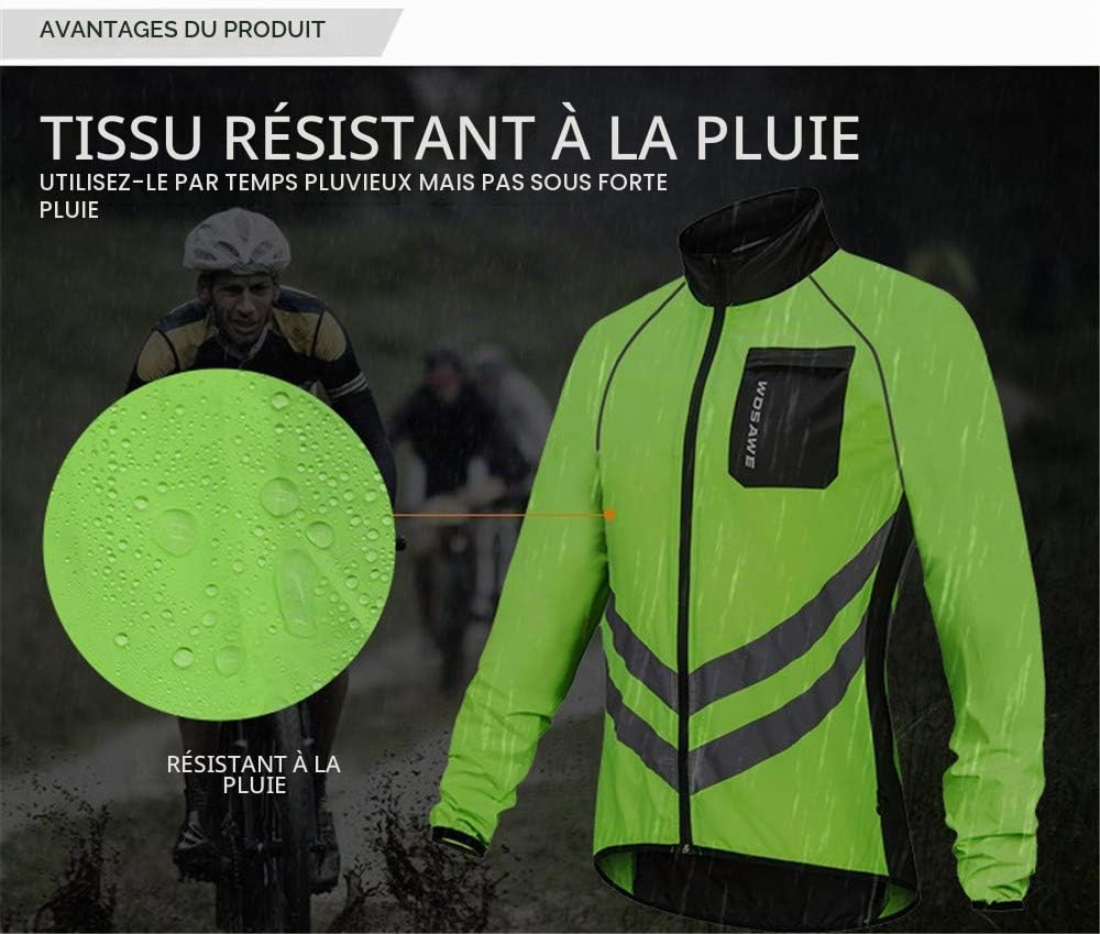 WOSAWE Hommes Vestes de Cyclisme Coupe-Vent Imperméable Vélo Vêtements Manches Longues VTT Manteau (BL218 Vert XXXL)