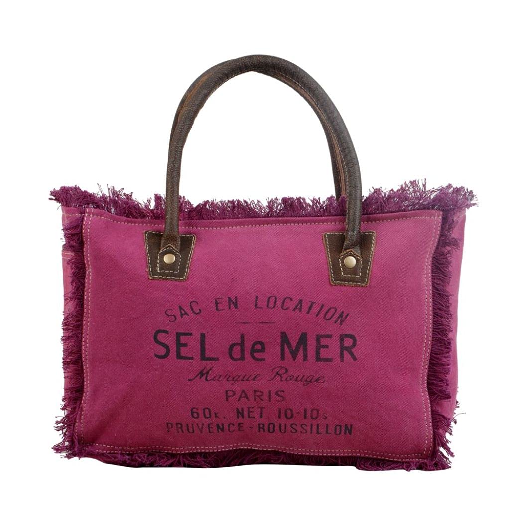 Myra Bag Sel De Mer Canvas Purses for Women - Canvas Tote Bag with Leather Strap, French Inspired Fabric Handbags for Women