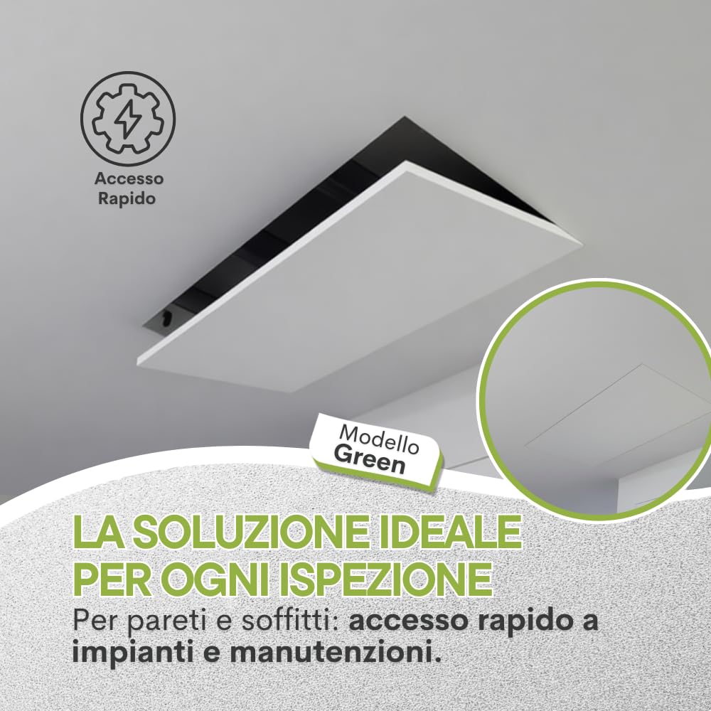 Botola di Ispezione per Cartongesso – Sportello Verniciabile a Scomparsa (60xh.50) – Telaio in Alluminio – Apertura PushPull – Per Soffitti e Parete