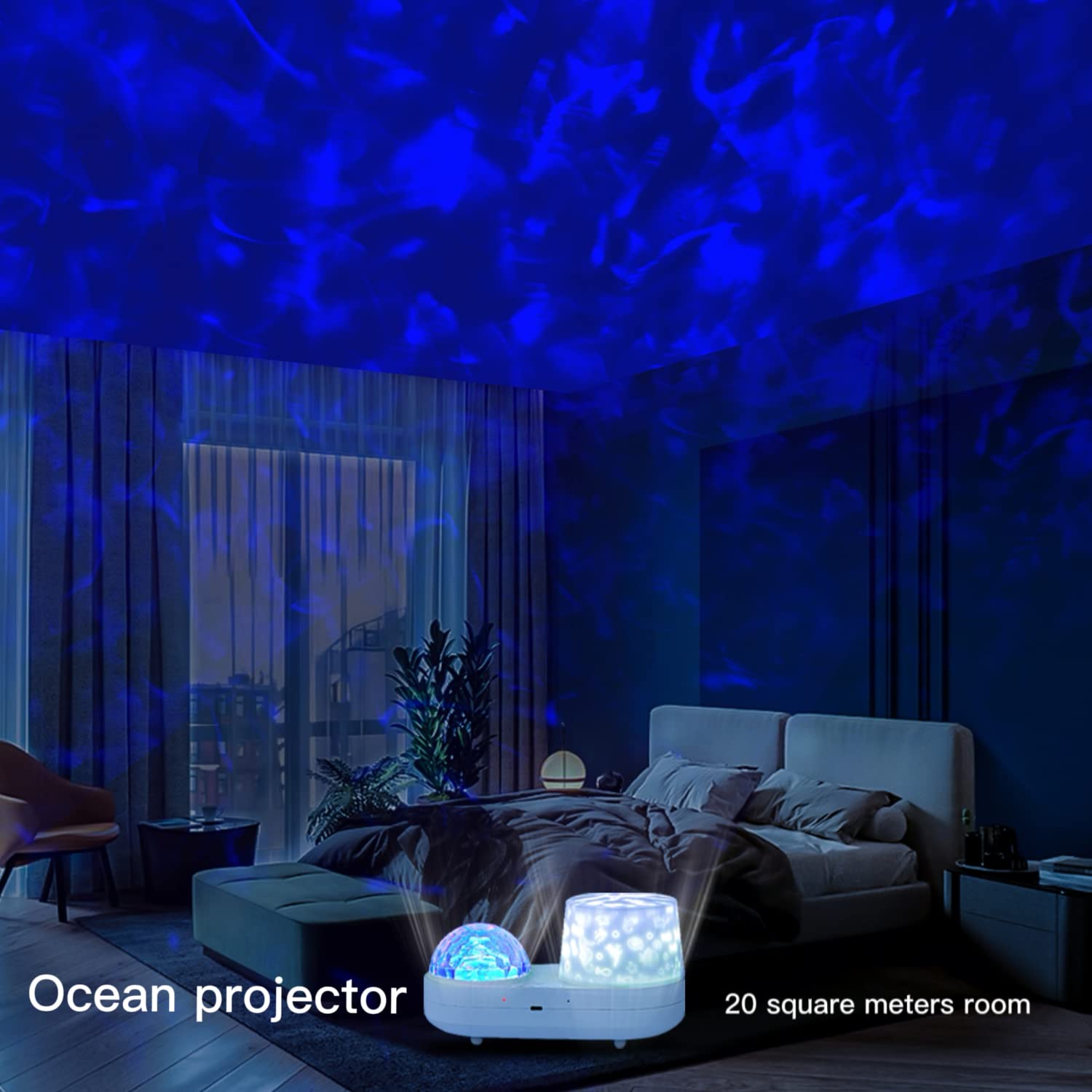 Projektor światła nocnego oceanu, dziecięcy projektor galaktyki do sypialni, mgławica, projektor gwiazd z kablem USB, obrót o 360 stopni, lampka nocna dla dzieci, do dekoracji imprez