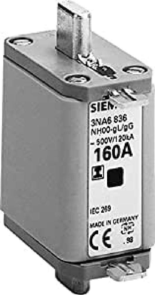 Siemens Fusibile NH 3NA3 00 - 160A GG 500V AC Con Indicatore Combinato E Alette Isolate