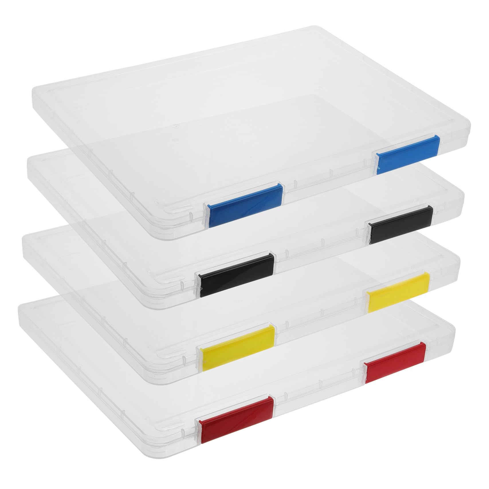 4 Cajas Archivadoras para Documentos A4 de Plástico, Apilables y Resistentes, Organizador de Escritorio para Oficina y Papeleo Color Aleatorio