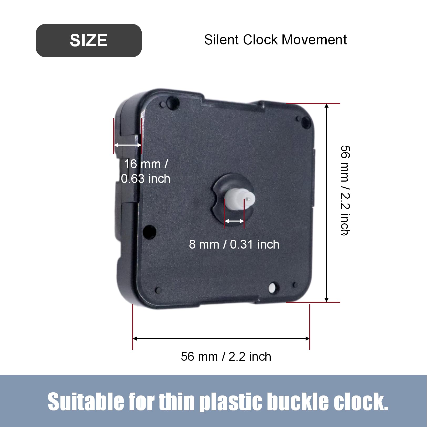 Movimento silenzioso per orologio al quarzo, albero da 8 mm, per riparazione fai da te | design a batteria, mani non incluse, facile installazione fai da te, kit meccanismo di ricambio