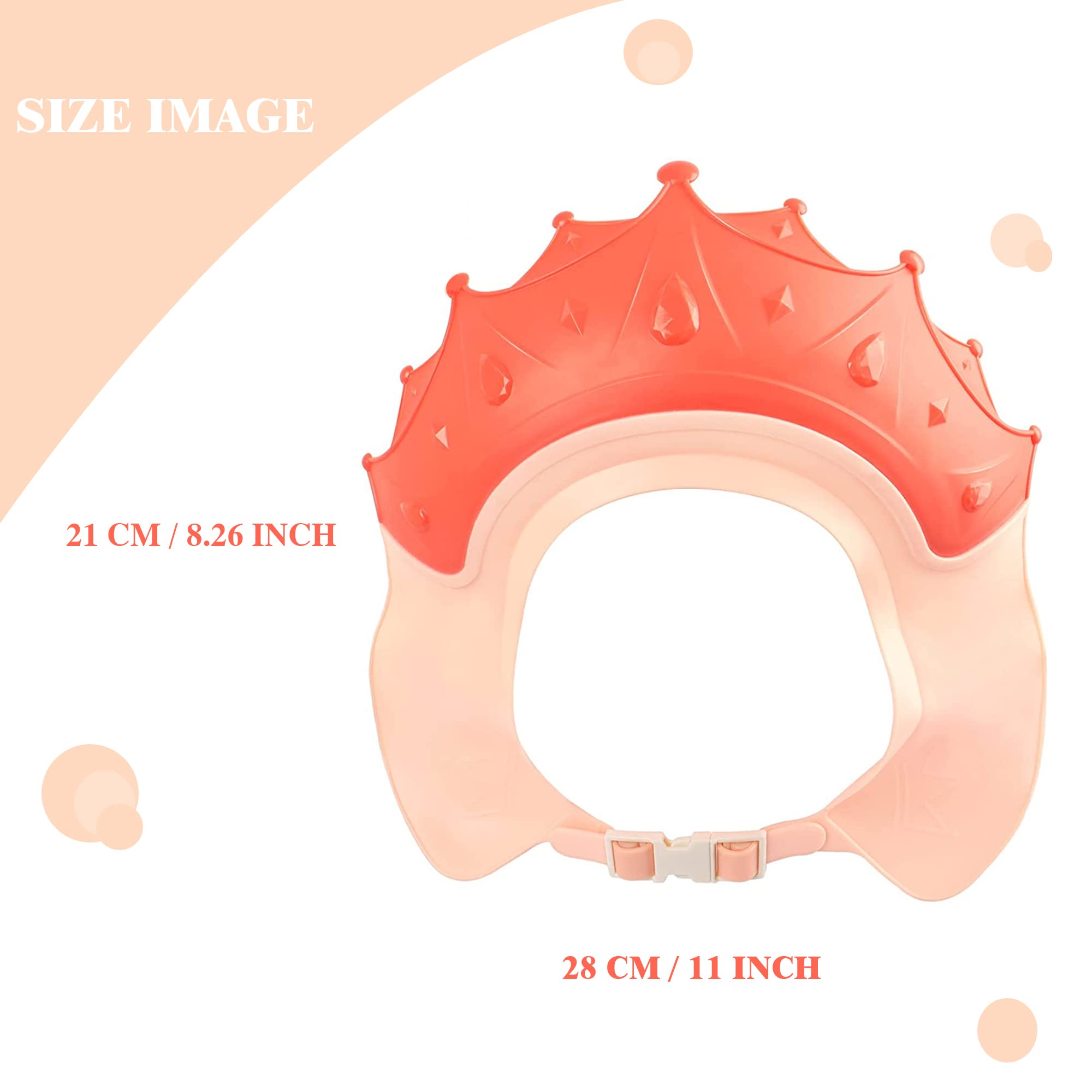 Casquette de Bain Bébé, Chapeau Douche Bébé, Chapeau Douche pour les enfants de 0 à 9 ans, Réglable Visière Bonnets de Bain Pour Enfants Protégez les Yeux et Oreilles des Enfants, Couronne - Rose
