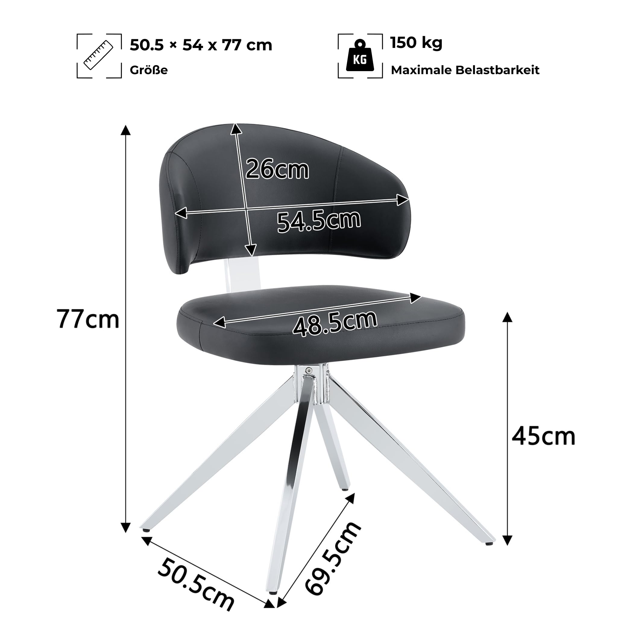 Juego de 2 sillas de comedor giratorias con respaldo acolchado