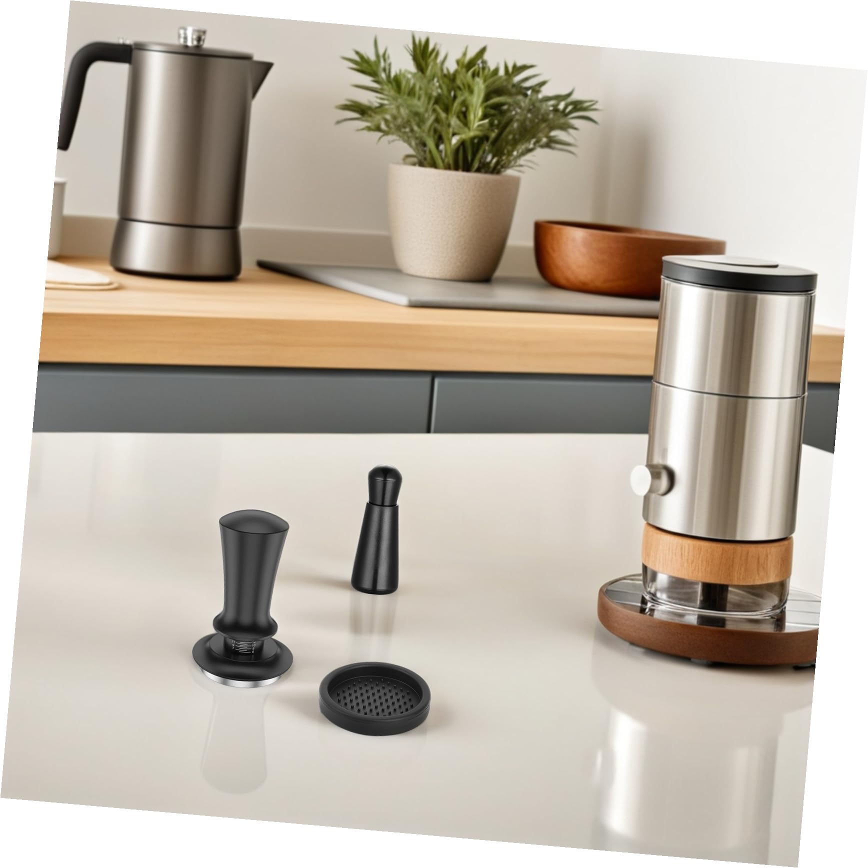 Holibanna Espresso-werkzeugset mit Edelstahltrichter Dosiertrichter und Espressopresse Kaffeezubehör für Espresso-verteiler und Präzises Tampen Edelstahl