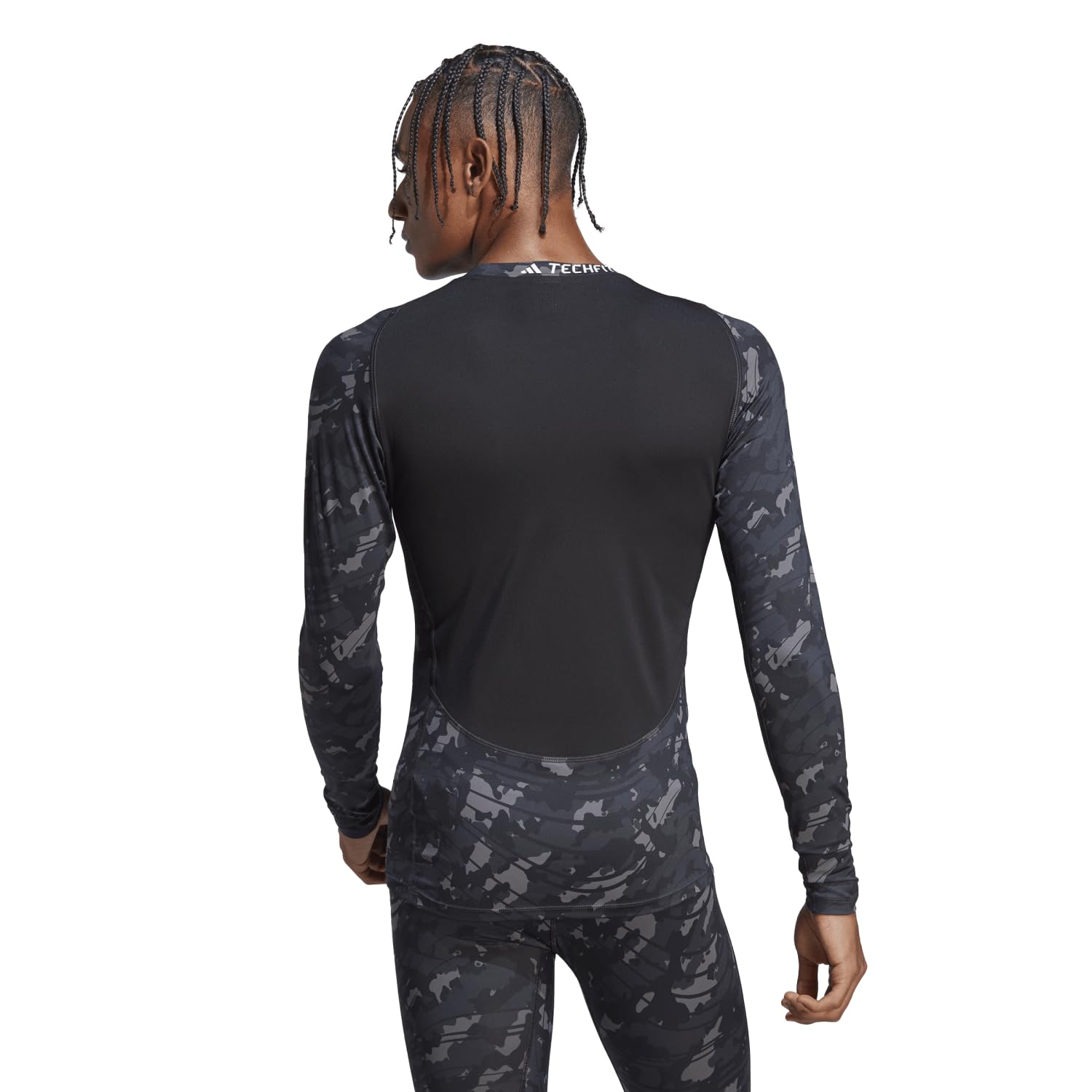 adidas Techfit Allover Print Training Long Sleeve tee T-Shirt (Long Sleeve) Hombre