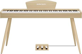 電子ピアノ木製　88鍵盤　ハンマーアクション　ペダル付き　MIDI対応　ベージュ Amazon | KIMFBAY 電子ピアノ ハンマーアクション 88鍵盤 木製