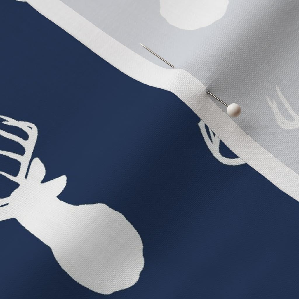 Spoonflower Fabric - Blue, Deer, Buck, Head, Hunting, Stag, Woodland, White, Boy Printed on Petal Signature Cotton Fabric by The Yard - Sewing Quilting Apparel Crafts Decor