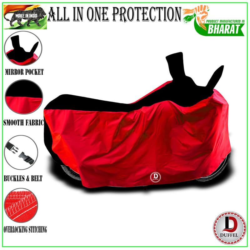 Image of DUFFEL-Two Wheeler Bike Body Cover Compatible for Tvs Apache 200 Heat Protectio /UV-Rays /Birds Dropping /DustProof /Waterproof Indoor Outdoor and Parking Full Body Protection All Variants [Red & Black]