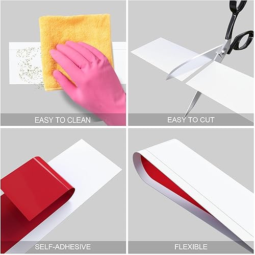 Miniatura 6 de Duzzy Moldura flexible para zócalo, 5 pulgadas de ancho x 60 pies de largo, moldura de goma para despegar y pegar, base de pared de vinilo