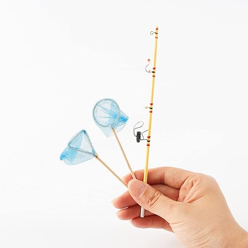 Miniatura 8 de 5 piezas de caña de pescar en miniatura escena de la vida de elfo de Navidad, accesorios de pesca decoración de pasteles de pesca, decoración de