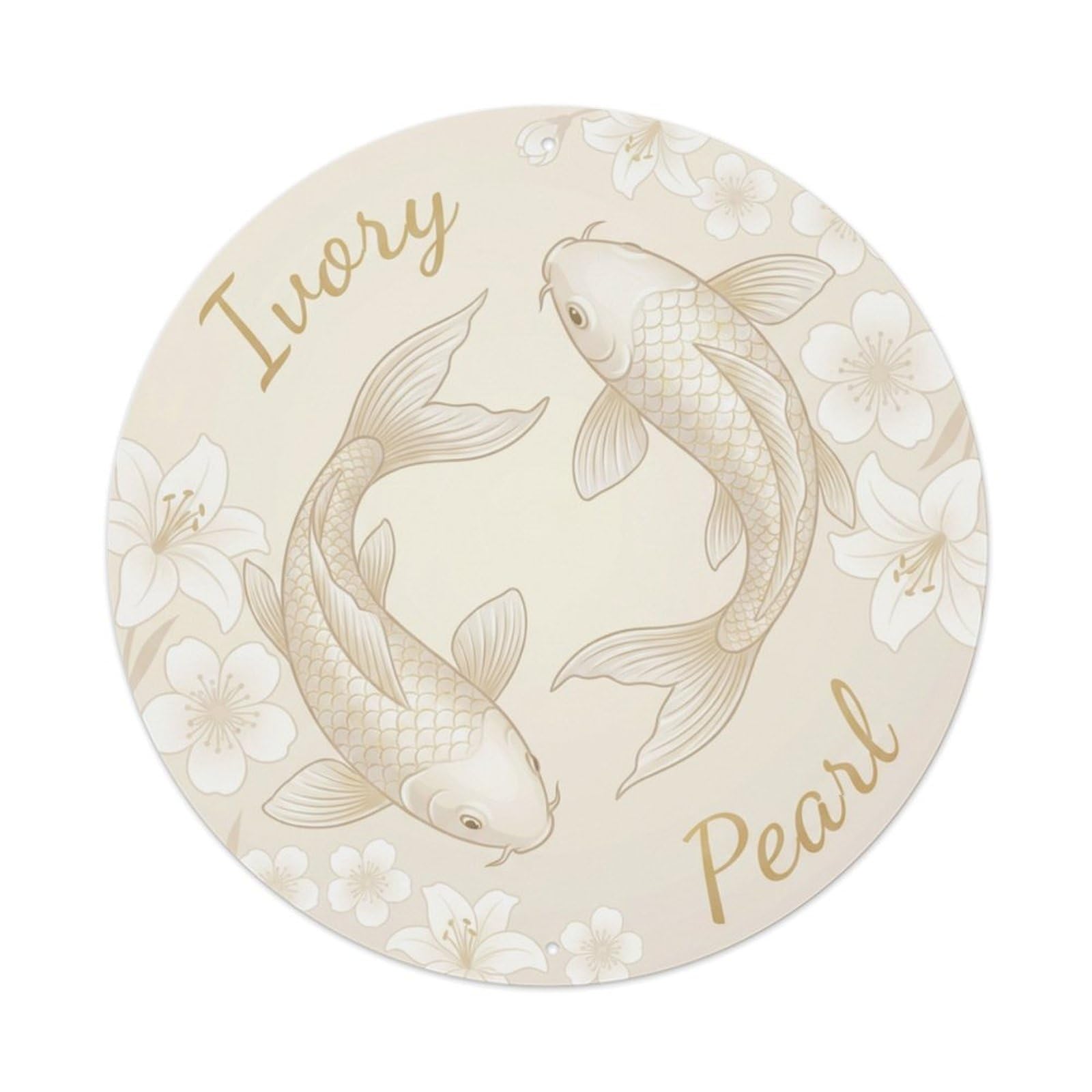 Tgrcjimh Style Metal Tin Sign Koi Fish Ivory Pearl Silk Waters