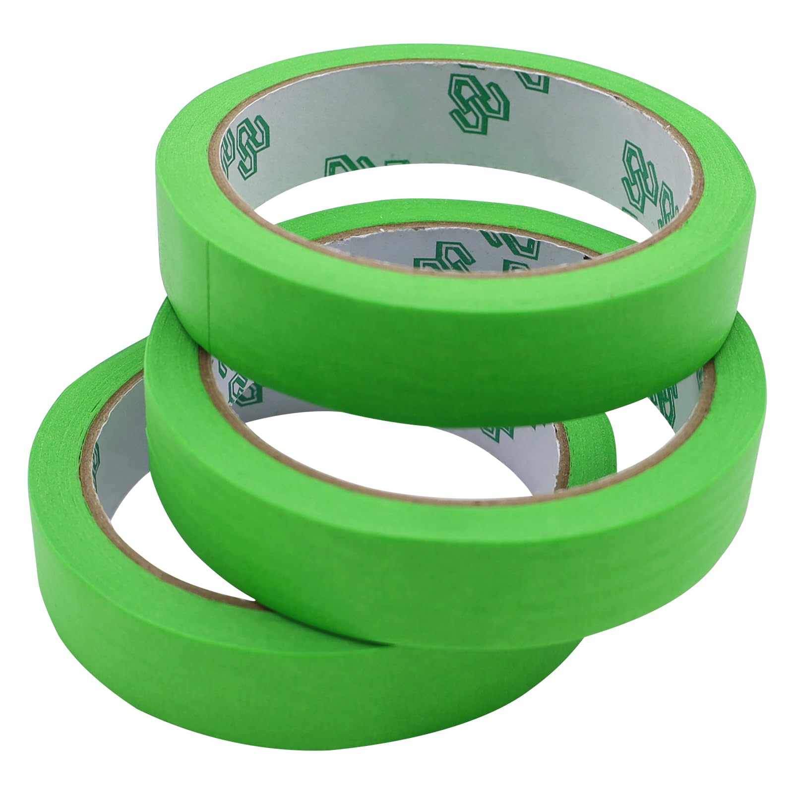 3 Rolls Low Tack Masking Tape, Writable Masking Tape Green Painters Tape Decorators Tape Low Tack Tape Professional Grade Painting Tape for Renovation Work, Indoor Painting Decorating (20mm x 20m)