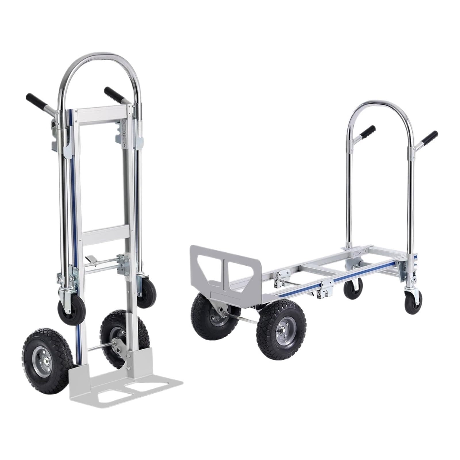 Transportkarre Hubwagen Aluminium-Sackkarre 2 In 1 Hochleistungsindustrieller Faltender Transportwagen Mit Gummirädern Transporthilfe