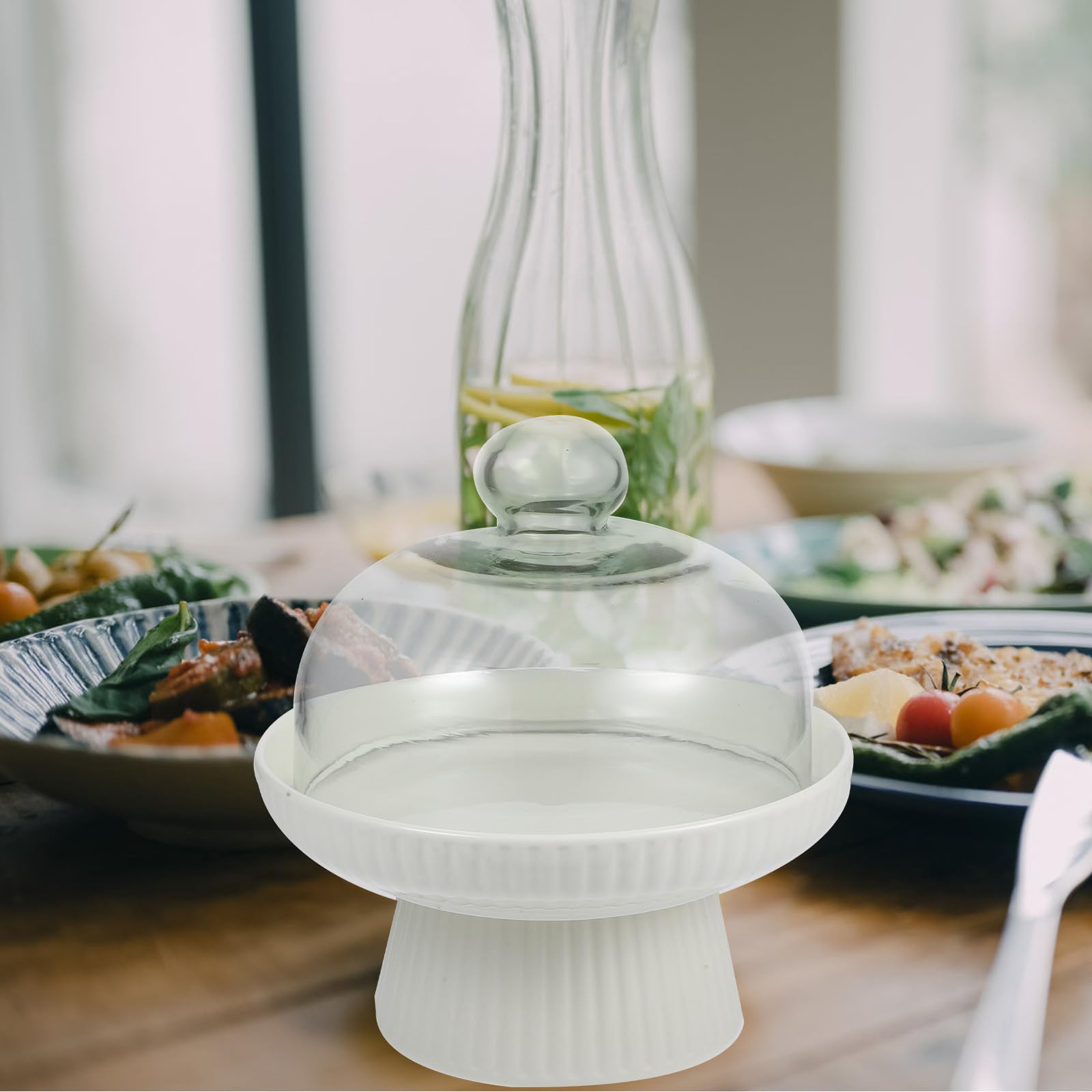 Soporte para Pastel de Mesa, Plato de Postre Alto de Porcelana
