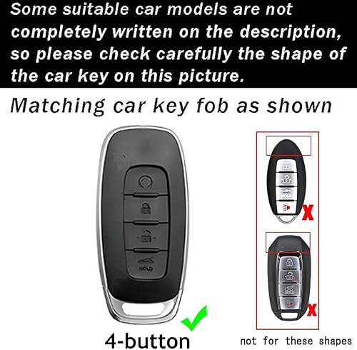 Miniatura 2 de ontto Funda para llave de coche con marco de metal, funda protectora de piel duradera compatible con Nissan Rogue Pathfinder X-Trail Versa Kicks