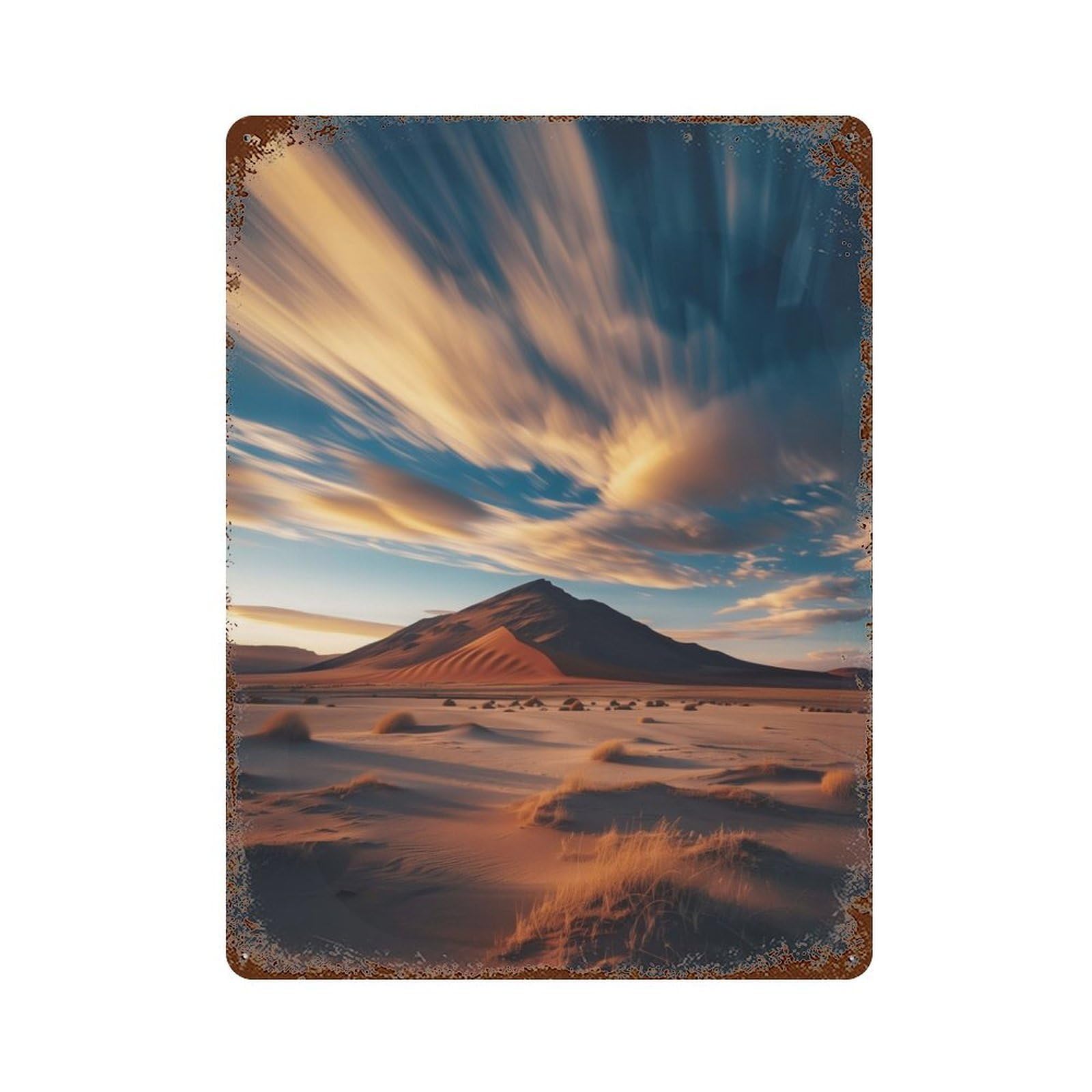 Garage Style Desert Twilight Rush Rusty Metal Tin Sign 15.7"x11.8", Farmhouse Wall Decor for Bar And Workshop