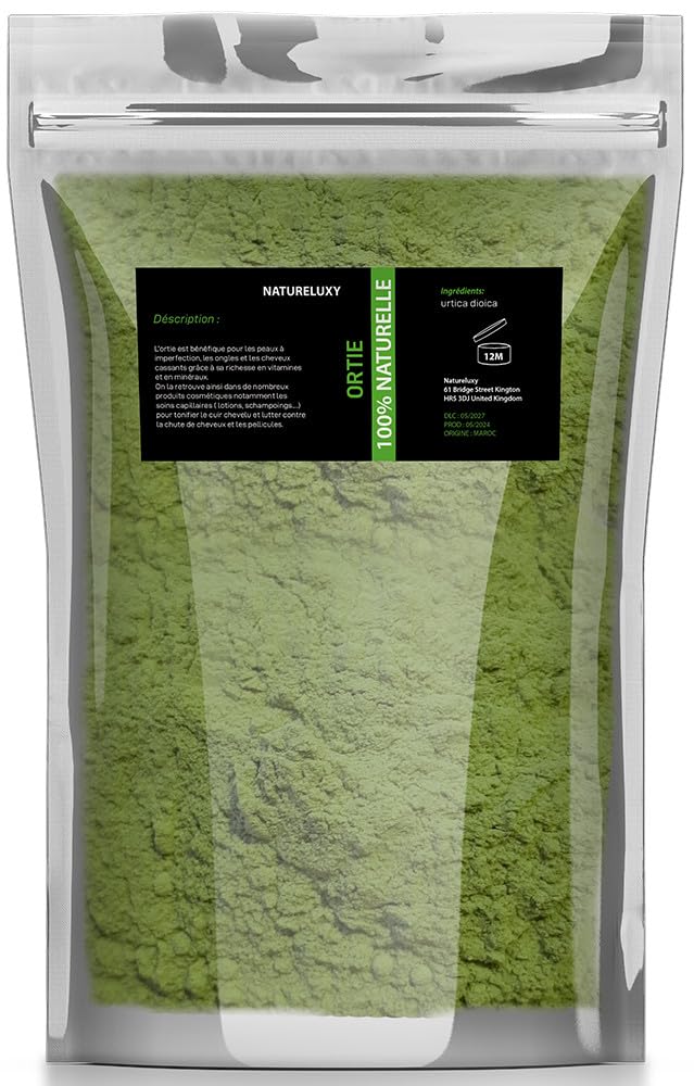 Poudre d’Ortie Séchée et Moulue – 1kg | Feuilles 100% Naturelles | Infusions, Cuisine & Soins Capillaires
