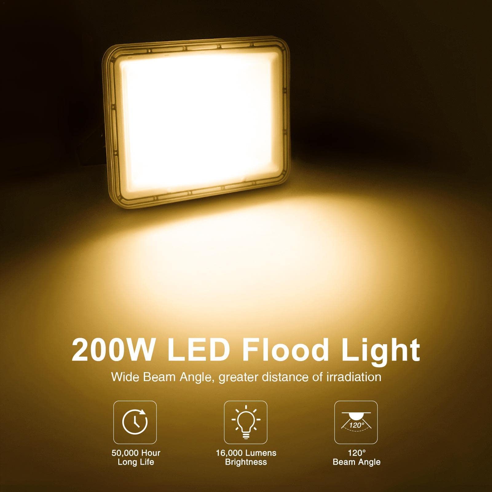 Proiettore LED da 100 W per Esterni, Proiettore Impermeabile Ip67, Faretto Industriale di Sicurezza, Proiettore per Esterni, Lampada da Parete da Lavoro per Cortile, Giar,