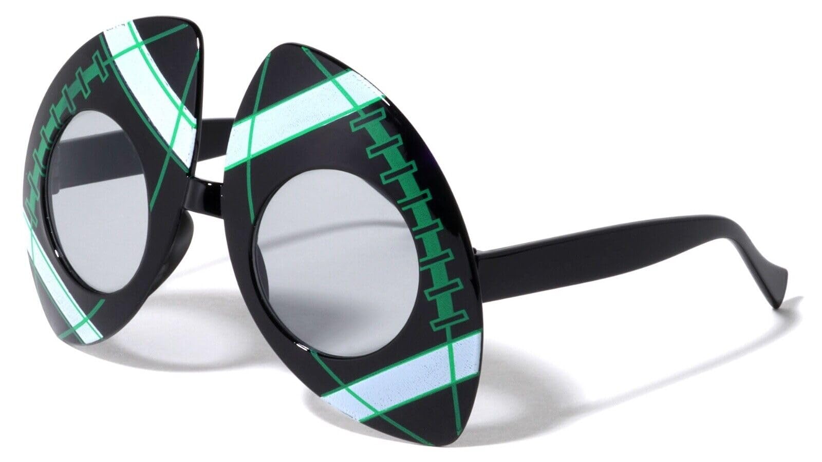 Fotball Shaped Costume Game Day Pep Rally Tailgaite Party Novelty Sunglasses (Black Football Frame - Black Lenses)