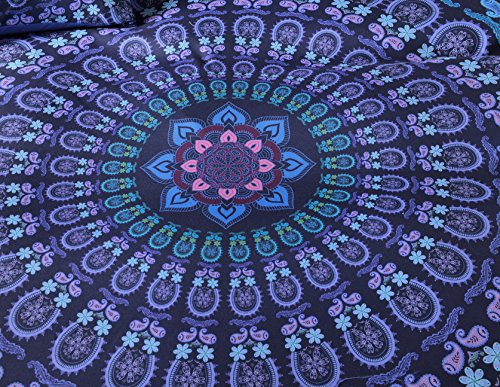 Meila Duvet Cover Set Luxury Soft Microfiber Bedding Sets Bohemian Mandala Pattern Bedclothes , Queen(90Inx 90In), 4 Pieces (1 Duvet Cover+ 2 Pillowcase+ 1 Throw Pillow Case) #TOP4