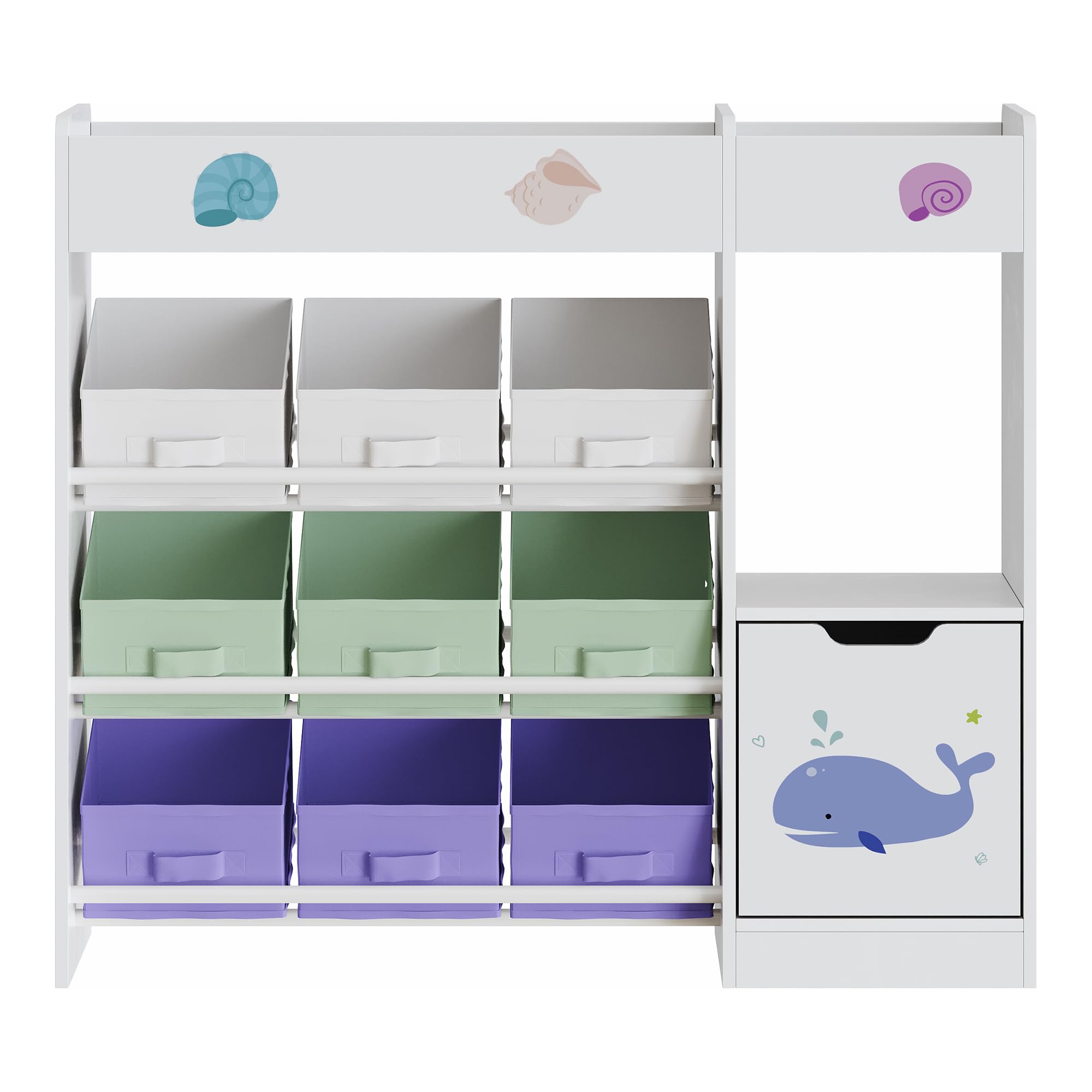 [en.casa] Estantería Infantil Søndreland Librería con Motivos Infantiles con Cajas Plegables y Compartimentos Dormitorio para Niños Habitación Infantil 80 x 90 x 30 cm - Aqua Dream