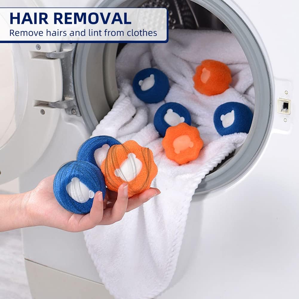 10 Pcs Pet Hair Remover for Laundry, Washing Machine Hair Catcher, Dryer Balls for Clothing Dog Cat Pet Fur Remover (Orange+Blue) 4