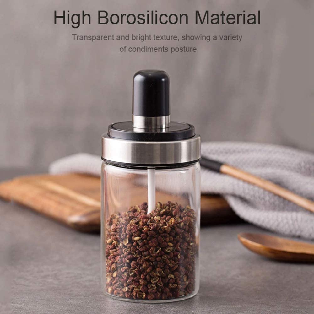 Glass Seasoning Jars with Spoon - Set of 3 -6