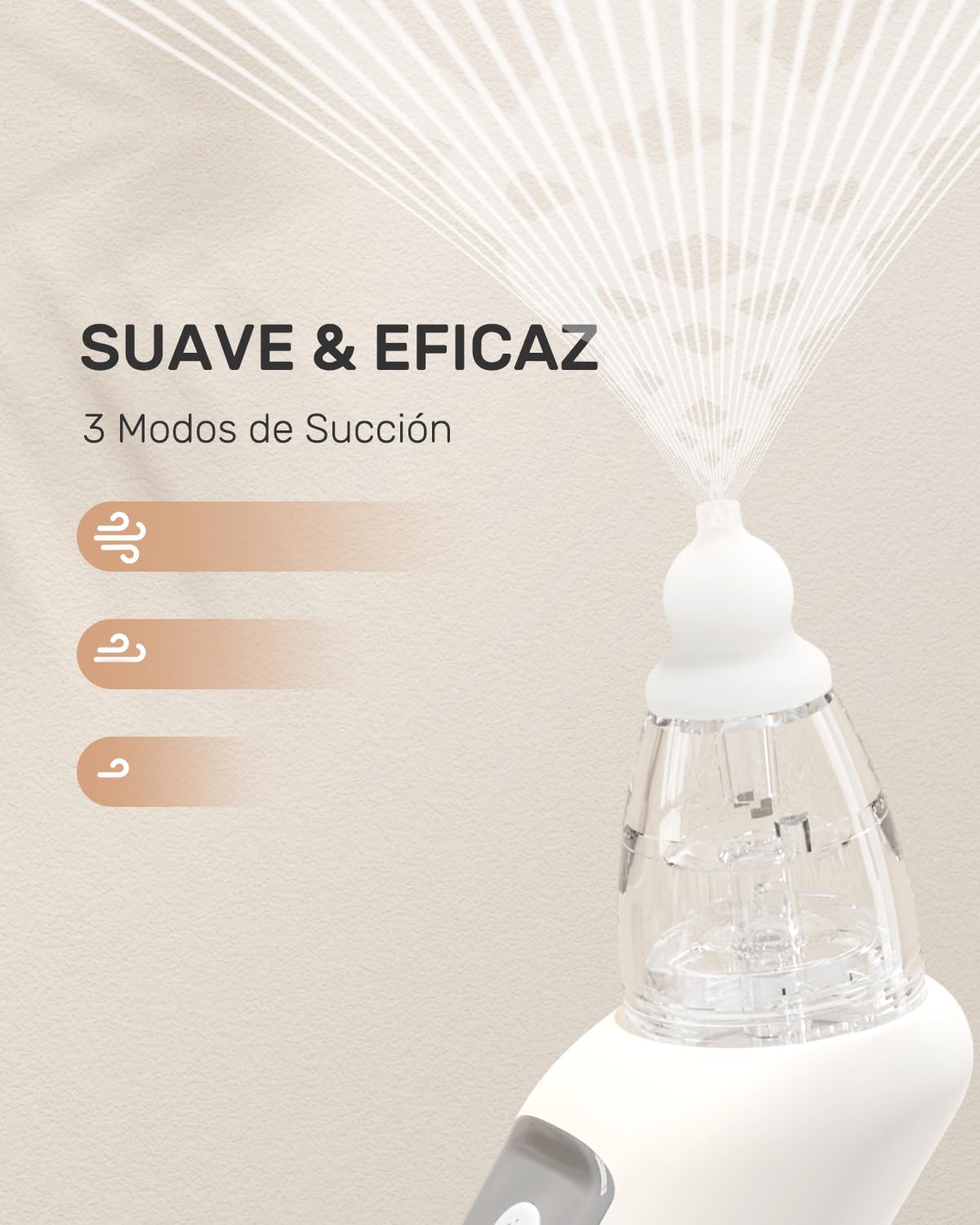 Aspirador Nasal Para Bebe Eléctrico, Succionador Nasal Bebé Recargable Con 3 Niveles De Succión Ajustables, Música Relajante Y 3 Puntas De Silicona