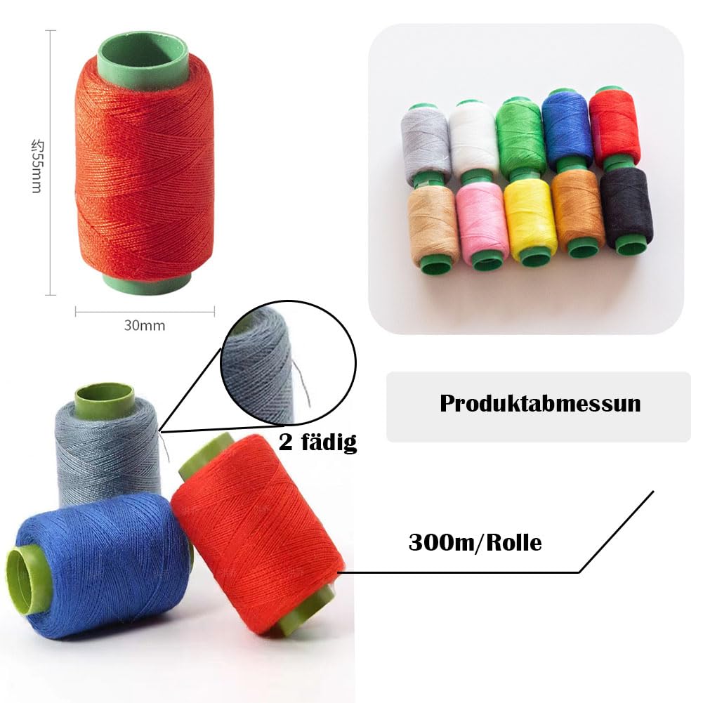 Hilo de coser, 50 bobinas, 300 m, hilo de poliéster, hilo de coser, hilo de coser pequeño, hilo de bordar, hilo de coser fuerte, accesorios de costura para coser a mano, manualidades