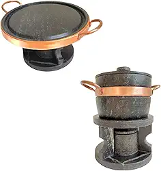 Jogo Fondue Pedra Sabão P/Chocolate Queijo Carne C/Rechaud