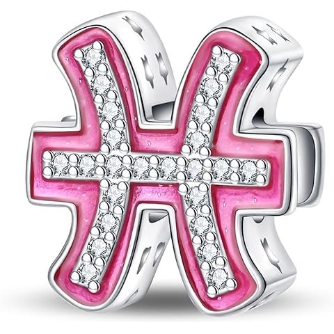 MICOO 925 Sterling Silver Zodiac Signs Charms Fits Pandora Bracelets Necklace 5A Cubic Zirconia Constellation Bead Charm for Women DIY Birthday Jewelry Gift