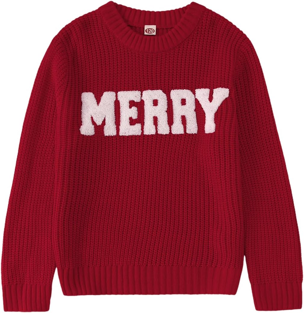 CM C&M WODRO Girl’s Merry Sweater Christmas Knit Crewneck Long Sleeve Pullover Cute Holiday Jumper Tops 7-11 Years
