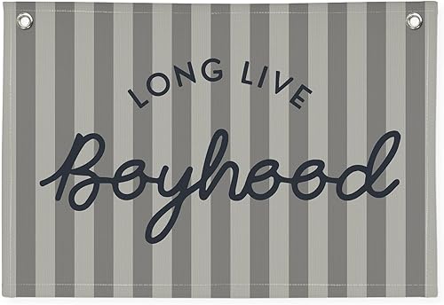 Miniatura 32 de Long Live Boyhood - Decoración de habitación de niños, color verde salvia, cuarto de niños, sala de juegos, bandera de lienzo de lino para colgar en