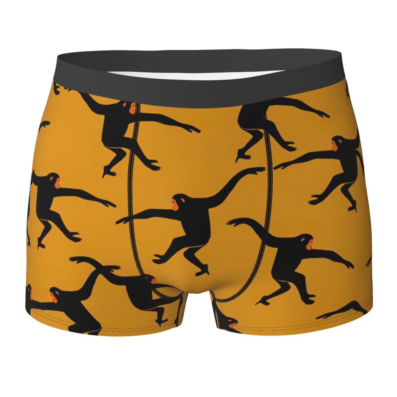 Wurton Unisex Black Gibbon Monkey Print Men's Boxer Briefs Trunks Underwear Athletic Underwear Moisture-Wicking Performance, Medium