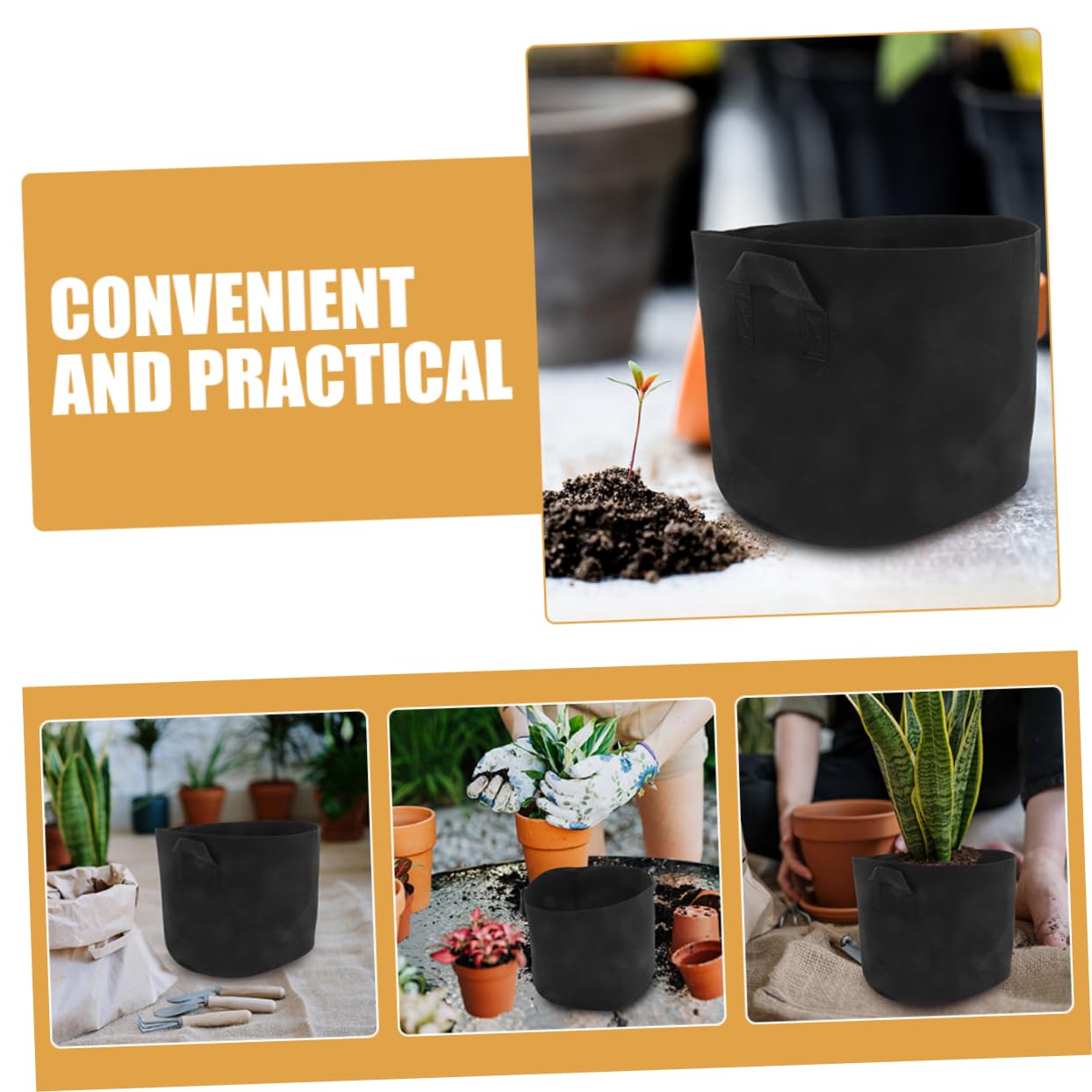 iplusmile 3 Stück Pflanzsäcke aus Atmungsaktivem Vliesstoff mit Griffen 20 Gallon (50d X 40h) Tragbare Anzucht und Gartenbeutel für Gemüse und Blumenpflanzen