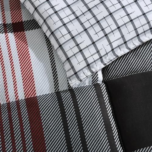 Image of Eddie Bauer- Queen Duvet Cover Set, Reversible Microsuede Bedding Set with Matching Sham(s), Casual Home Decor (Normandy Plaid Black, Queen)
