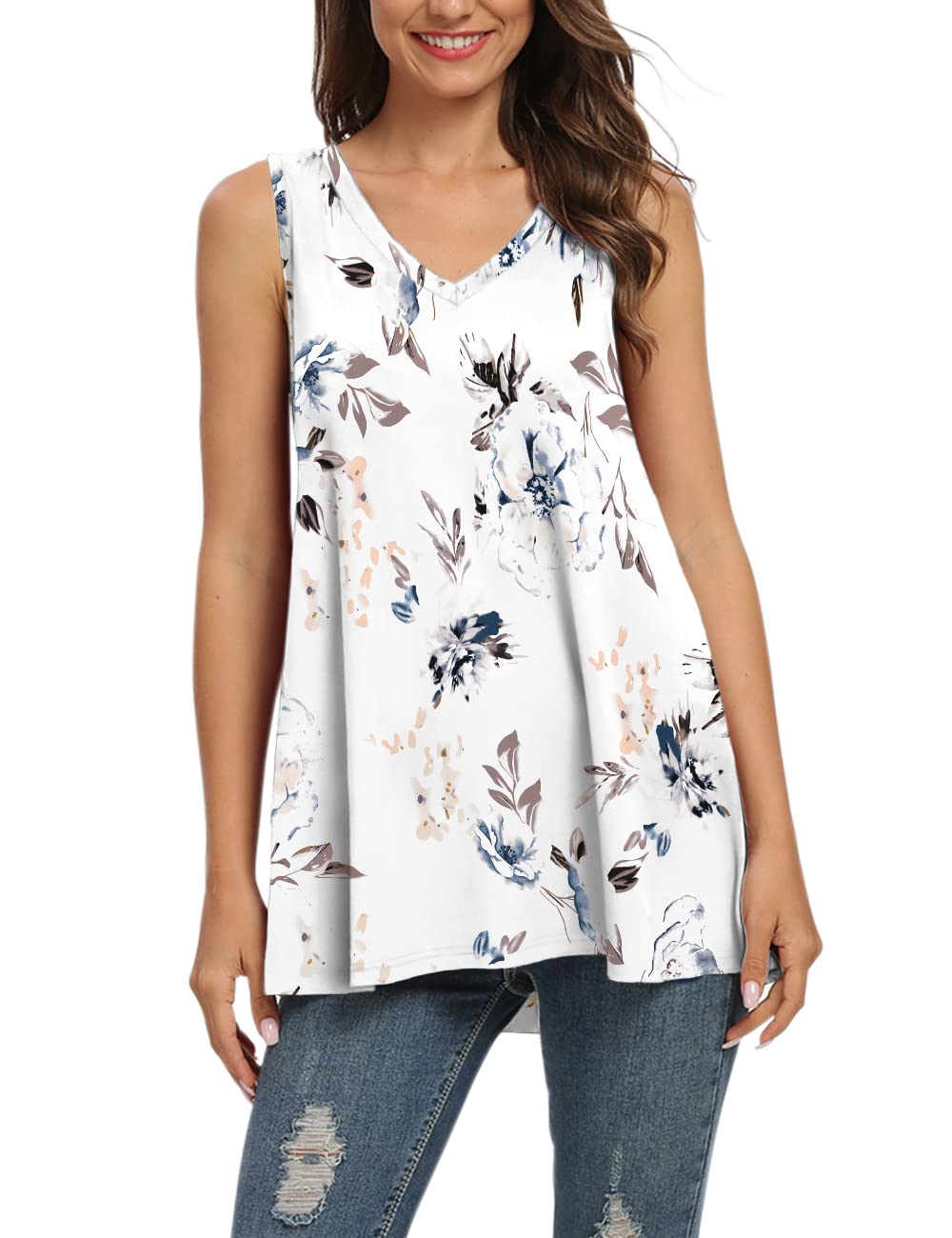AUSELILY Ropa de Mujer Verano Casual Mleeveless V-Camiseta Túnica de Blusa
