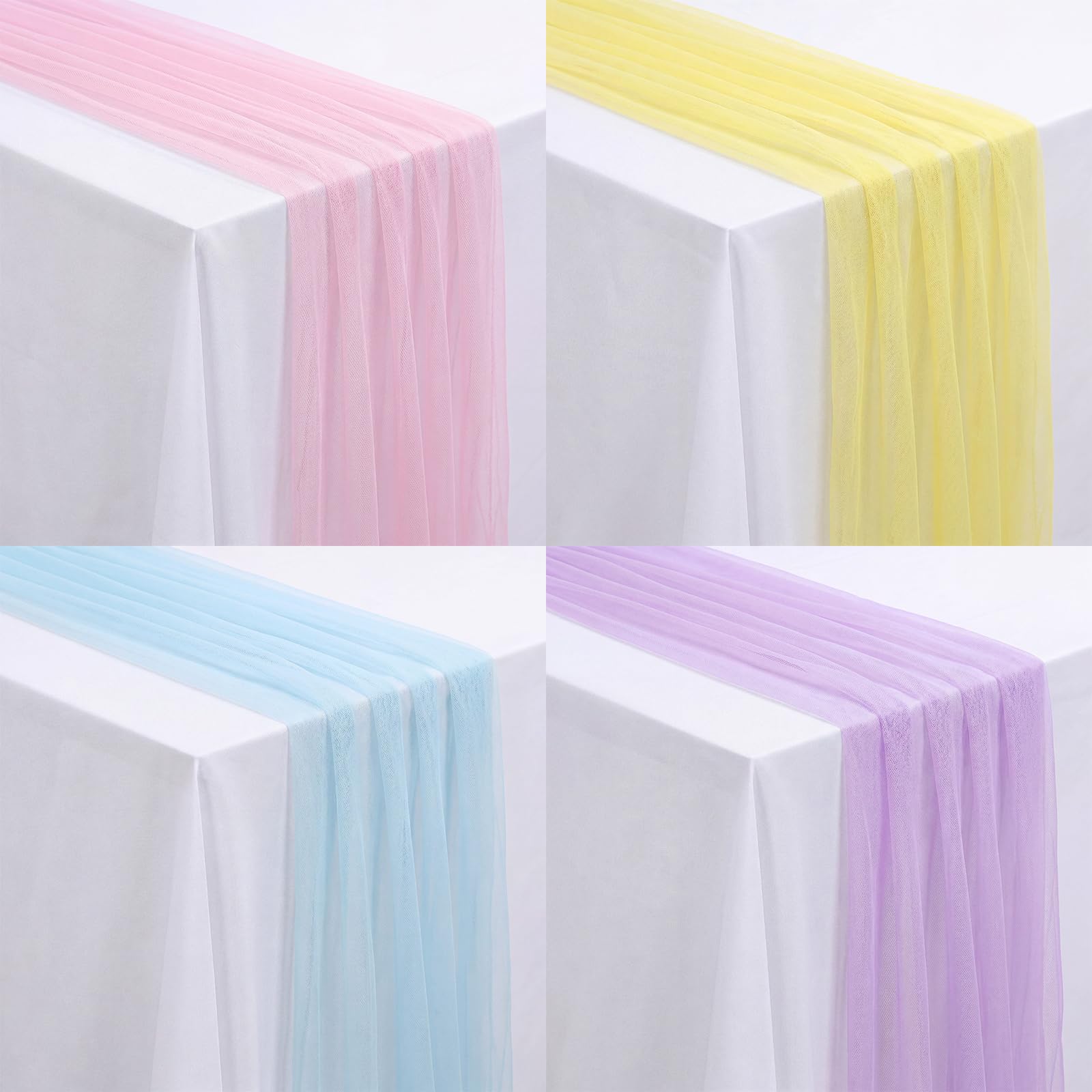 Photo 1 of Windkream Pastel Tulle Table Runner - 4 Pcs, 29" x 71"